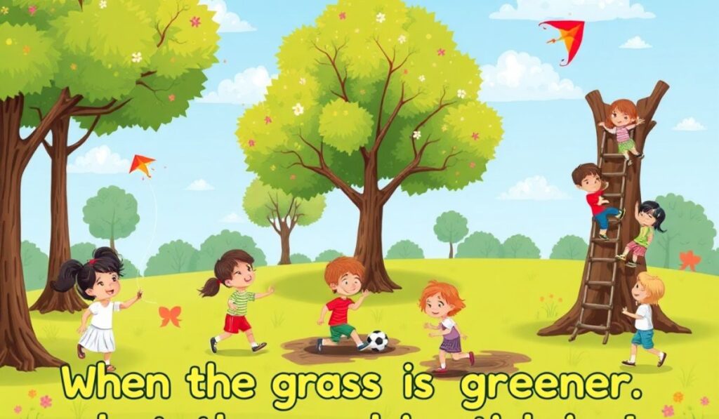 Funny Caption for Kids Playing Outdoors
